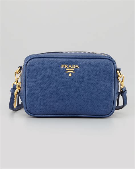 prada saffiano mini zip crossbody bag blue|prada nylon backpack mini.